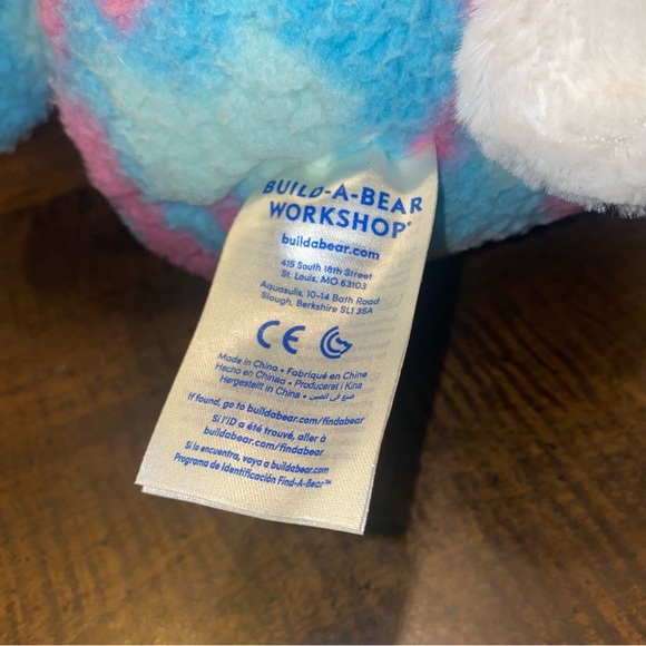 Build A Bear Spring Bunny Rabbit Blue Pink Tie Dye Pink Sparkly Ears Plush 17" - Picture 8 of 11